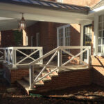 Contemporary Outdoor Stainless Cable Over Wood Balustrade #20A